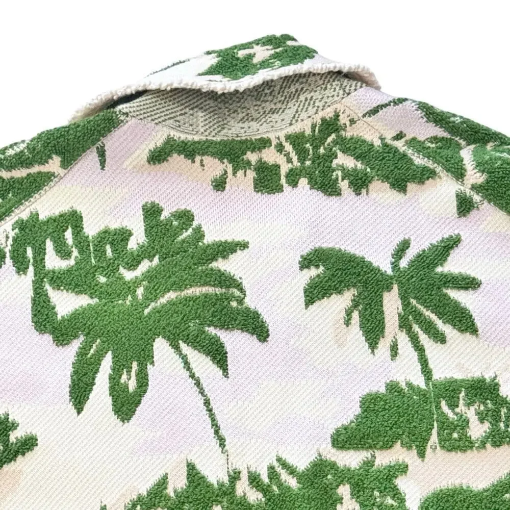 New Maje Imprime Aloha Beige Green Palm Tree Jacket Macrame Belted Sz 1 / US S - Picture 11 of 16